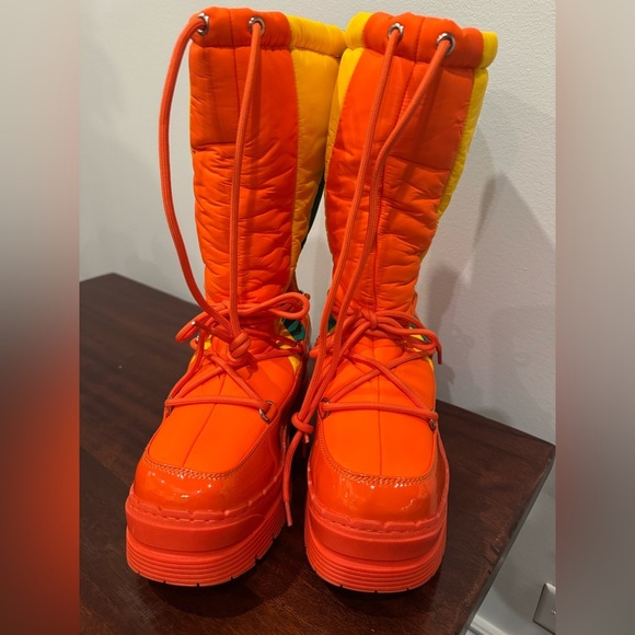 🆕Jeffrey Campbell Skis Snow Boots/ Orange Multi Retro Moon Boot 8 - Picture 3 of 9